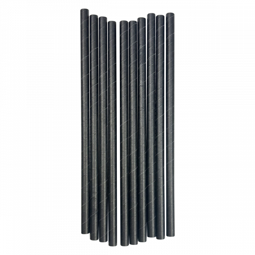 Бумажные трубочки для напитков M 8 x 205 мм, черная, 200 шт