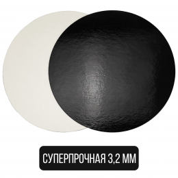 Подложка-поднос черная-серебро d=28 см, 3,2 мм