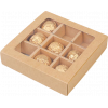 Коробка под конфеты на 9 ячеек,  крафт, 14,5 х 14,5 х 3,5 см