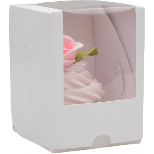Коробка на 1 капкейк с окном,  белая, 125 х 95 х 95 мм