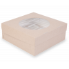 Коробка OSQ MUF на 9 капкейков с окном, 2 стороны белая-крафт, 25 х 25 х 10 см