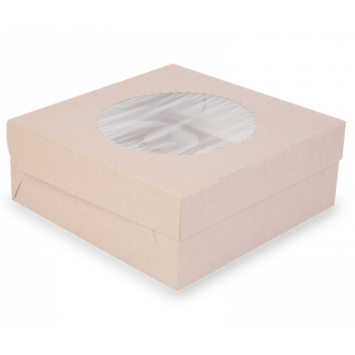 Коробка OSQ MUF на 9 капкейков с окном, 2 стороны белая-крафт, 25 х 25 х 10 см