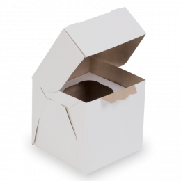 Коробка OSQ MUF на 1 капкейк с окном, 2 стороны белая-крафт, 10 х 10 х 10 см